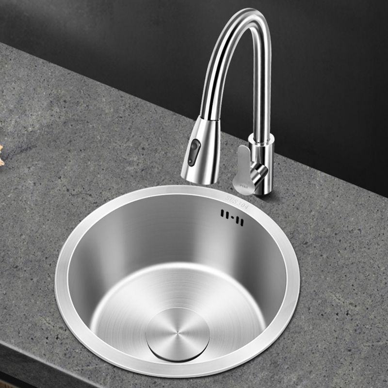 Contemporary Style Kitchen Sink Stainless Steel Round Kitchen Sink