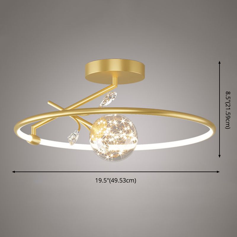 Round Semi Flush Mount Light Fixture Modern Metal LED Semi Flush Mount Ceiling Light