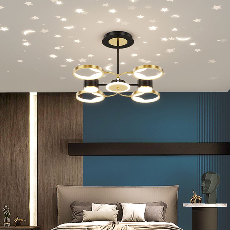 Geometry Shape Chandelier Modern Style Metal Multi Light Hanging Lamp for Bedroom