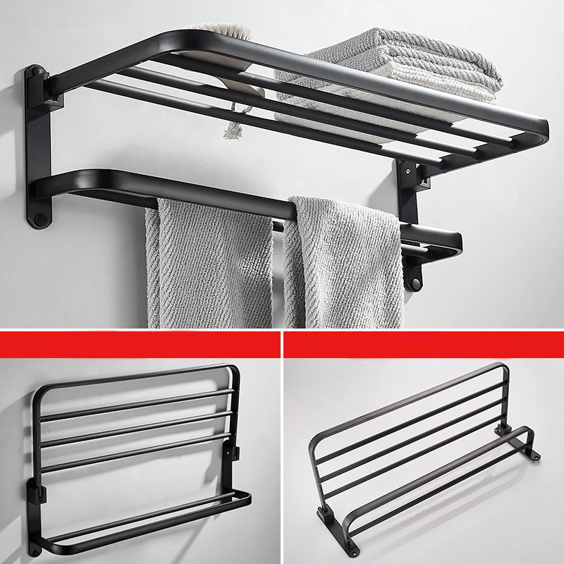 Modern Classic Bath Hardware Set Matte Black Robe Hooks/Towel Bar & Bath Shelf