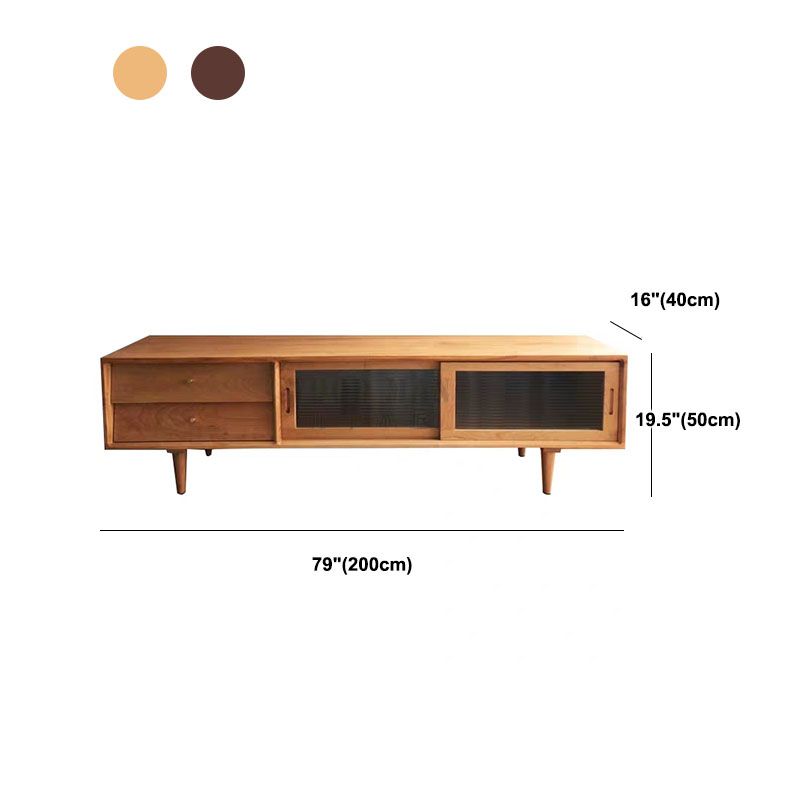 Industrial TV Media Stand Solid Wood 2 Drawers Stand Console