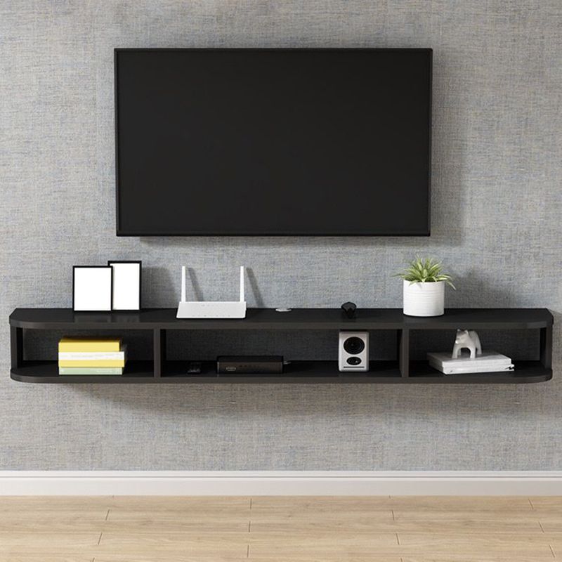 Modern Wood TV Stand Console Wall-mounted TV Media Stand with Shelves for Living Room