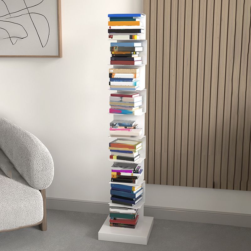 White/Black Corner Shelf Bookcase Modern Metal Bookcase Multi Tiers Closed Back