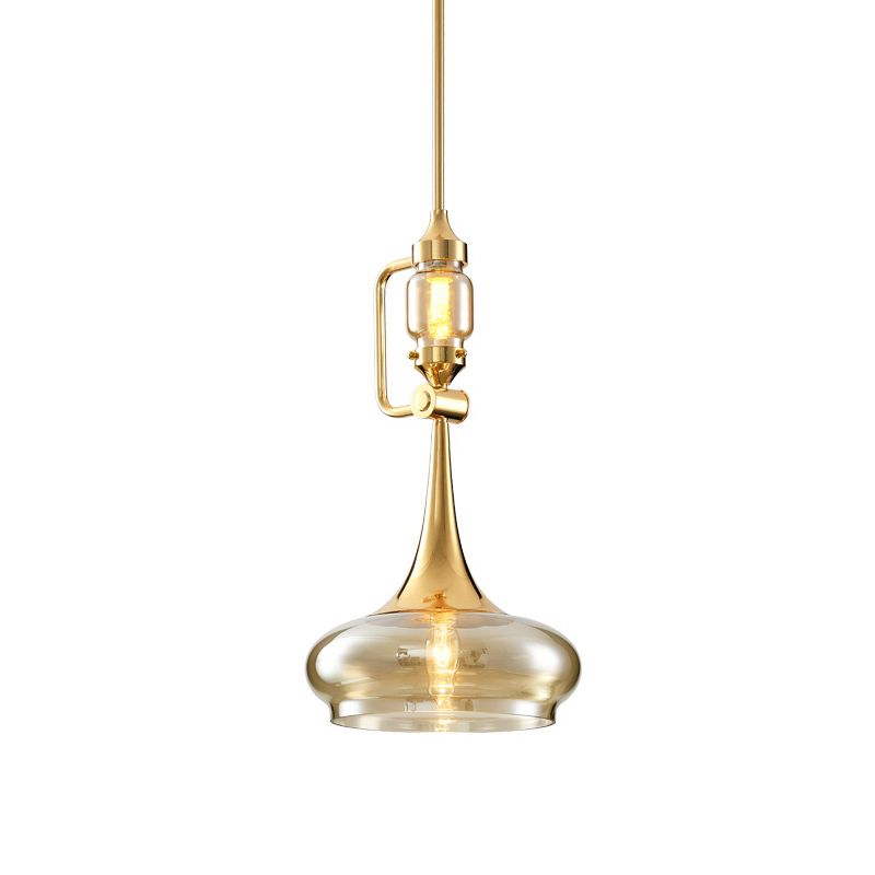 Trumpette en verre ambre suspendu colonialisme 2 lumières du restaurant plafond de restaurant en or