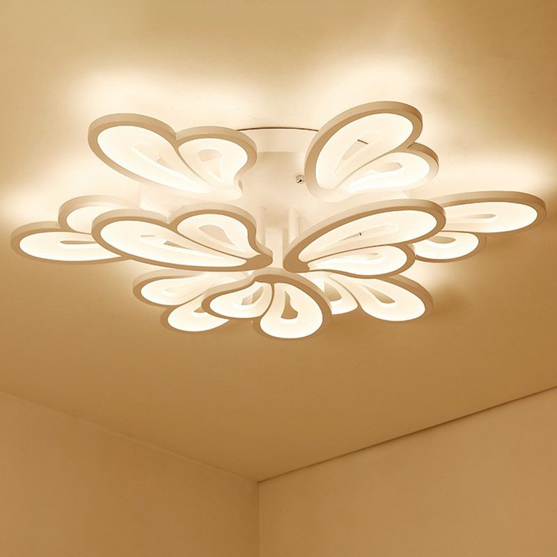 Acrylic Butterfly Flush Mount Light Contemporary White LED Semi Flush Ceiling Light