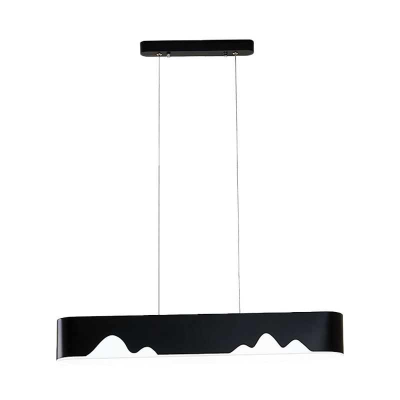 White/Black/Green Rectangular Linear Chandelier Modern Led Metal Hanging Ceiling Light in White/Warm Light, 35.5"/47" Wide