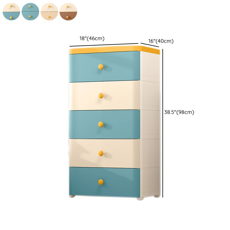 5 Drawers Plastic Kids Nightstand Scandinavian Vertical Nursery Dresser for Home