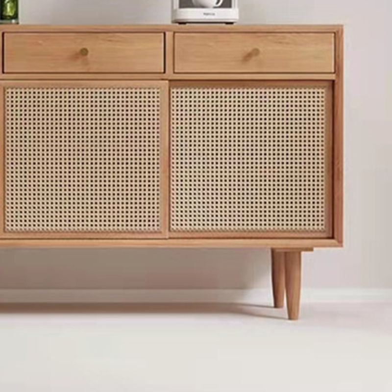 Contemporary Style Solid Wood Sideboard Cabinet with Cabinets and Drawers