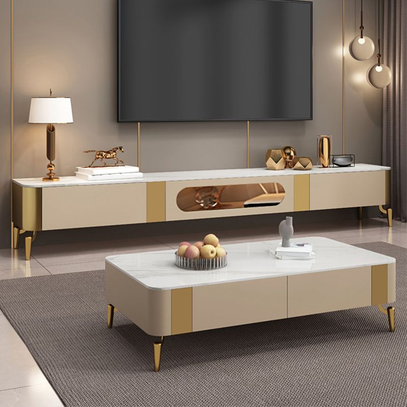 Enclosed Storage Media Console TV Stand Modern TV Stand with Drawers