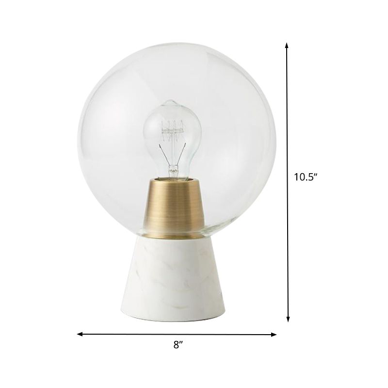 Contemporary Sphere Task Lighting Clear Glass 1 Bulb Reading Book Light in White