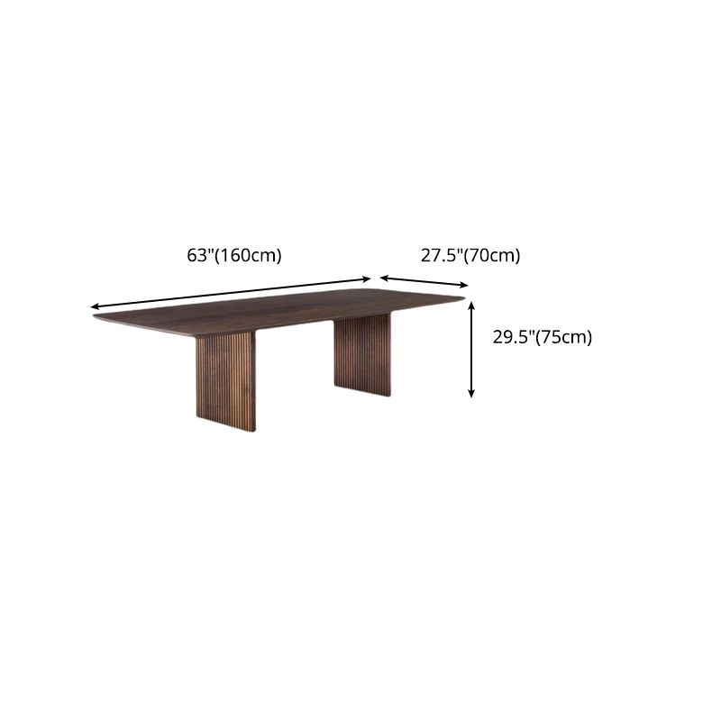 Modern Rectangle Dining Site Table Solid Wood Double Pedestal Kitchen Dining Table