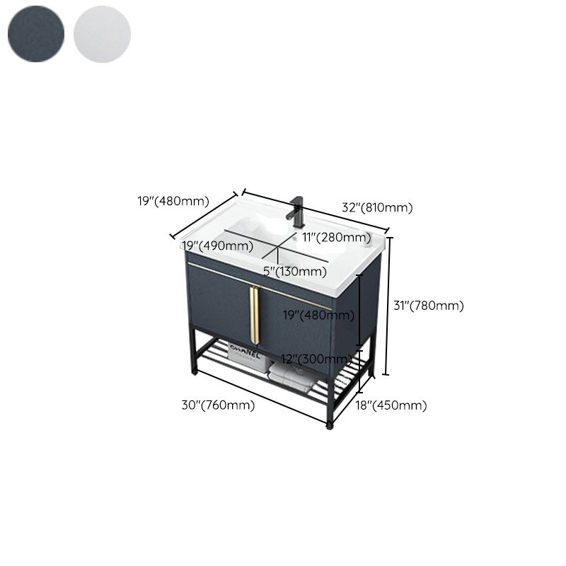 Bathroom Vanity Rectangular Drawers Mirror Storage Shelf with Faucet