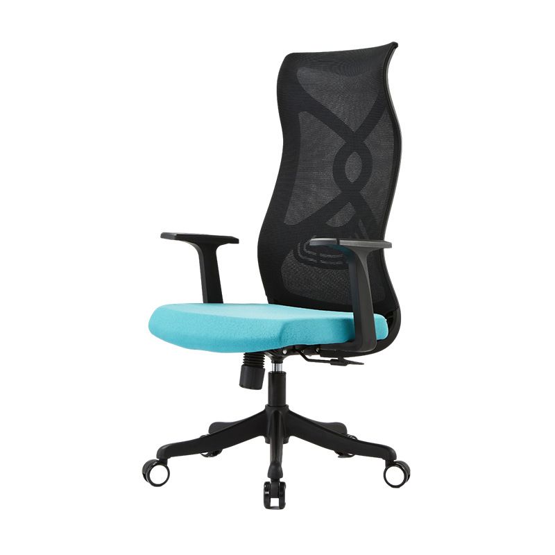 Fixed Arms Office Chair Microfiber Desk High Back Chair Swivel Ergonomic