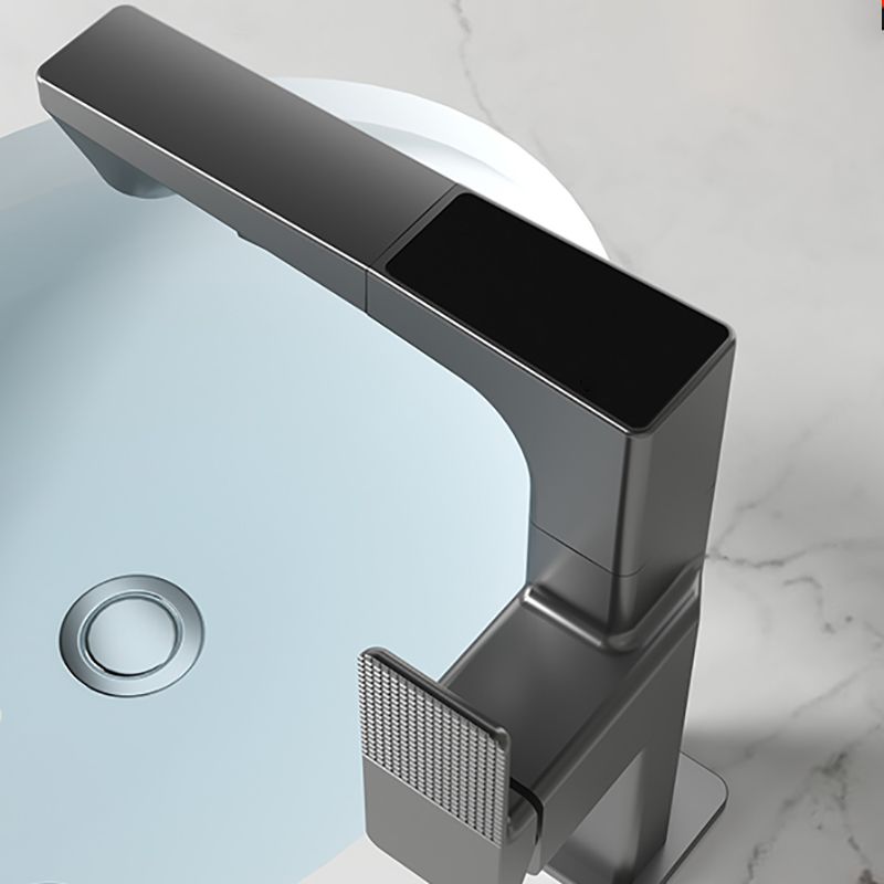 Modern Lever Handles Sink Faucet With Digital Display Square Brass Bathroom Sink Faucet