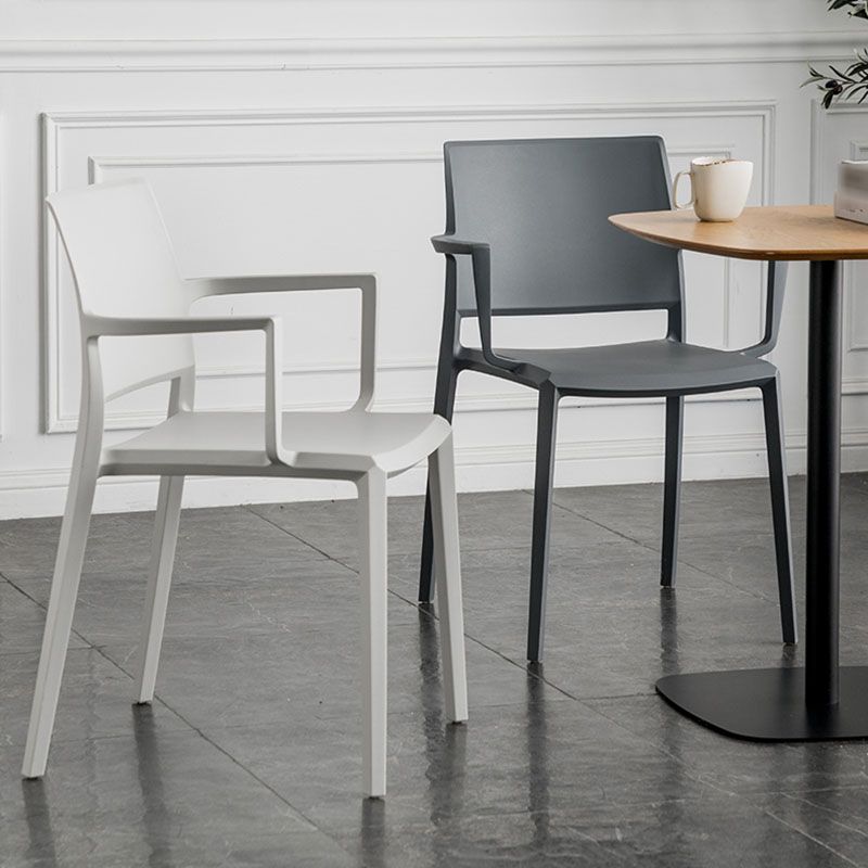 Scandinavian Plastic Dining Arm Side Chairs Solid Back Chair