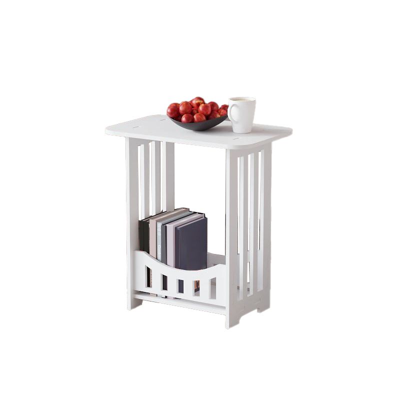 Modern Imitation Wood Nightstand Open Storage White Shelf Included Night Table