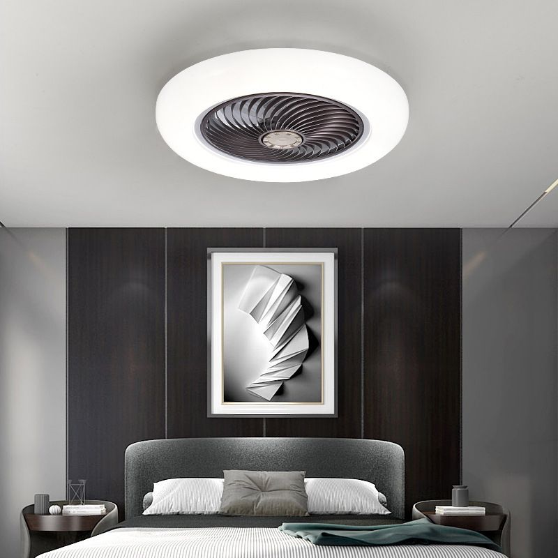 Nordic Style Ceiling Fan Lamp Round Shape LED Ceiling Fan Light for Bedroom