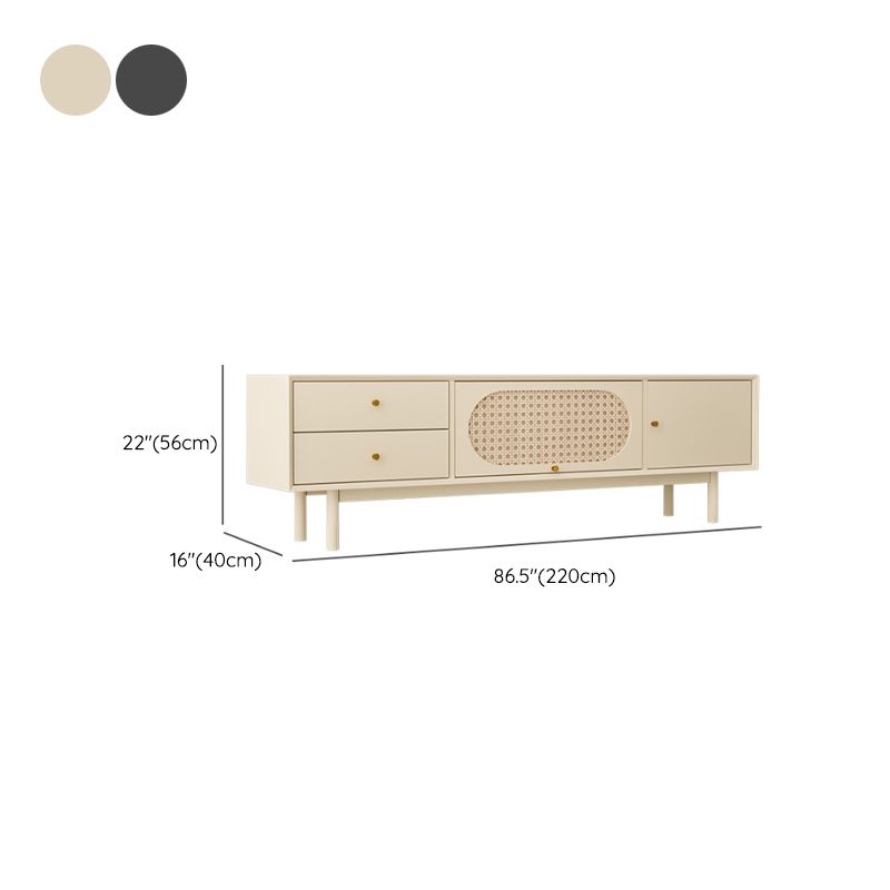 Solid Wood TV Media Console Industrial TV Stand with Drawers