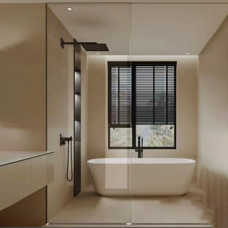 Single Fixed Shower Screen Frameless Half Partition Shower Bath Screen