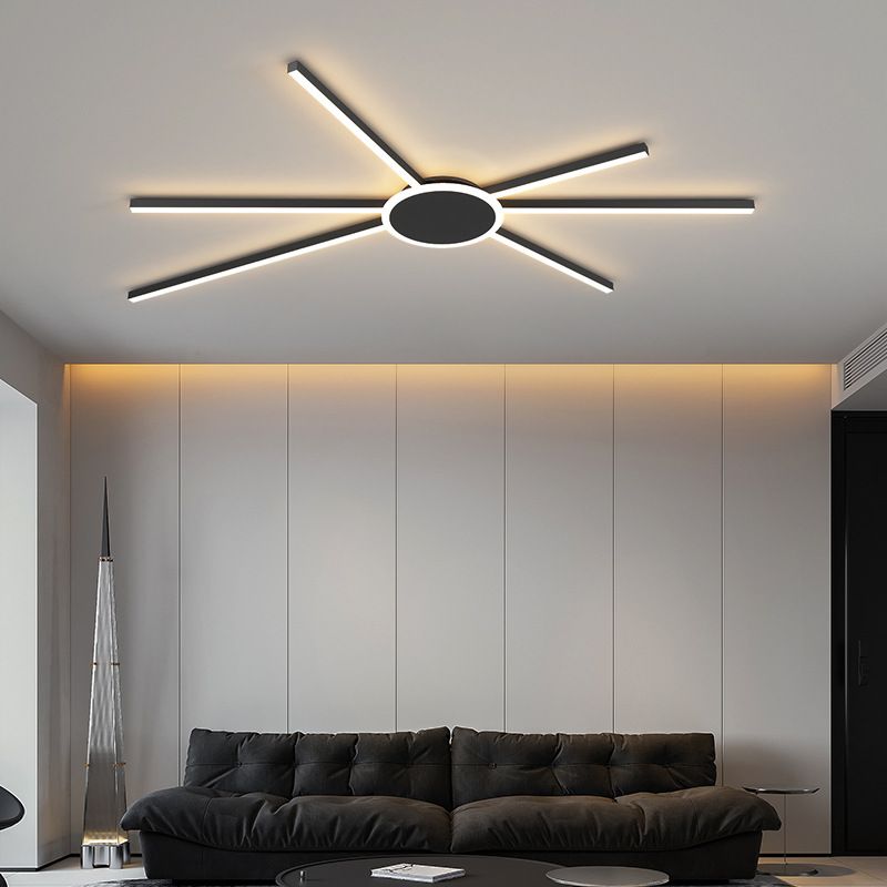 Modern Minimalist LED Ceiling Light Acrylic Linear Flush Mount for  Living Room