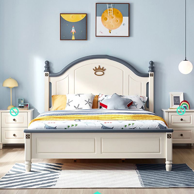 Panel Headboard Kids Bed Solid Wood Standard Bed with Mattress