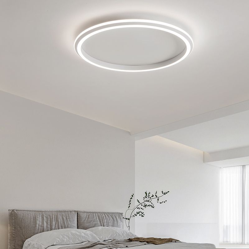 Modern LED Metal Flush Mount Circle Shape Ceiling Lamp with Silicone Shade for Living Room