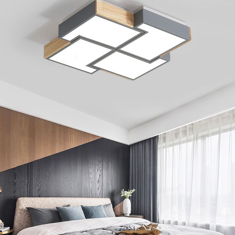 Geometric Flush Ceiling Light Minimal Metal Mount Lighting for Bedroom