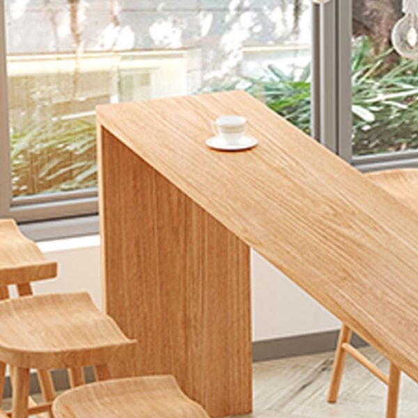 Contemporary Solid Wood Counter Table with Double Pedestal in Nature