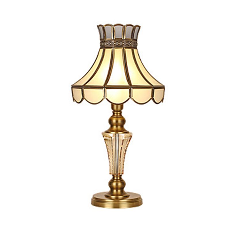 1 Light Nightstand Light Colonial Cone/Bell/Dome Crystal Night Table Lamp in Gold for Bedroom