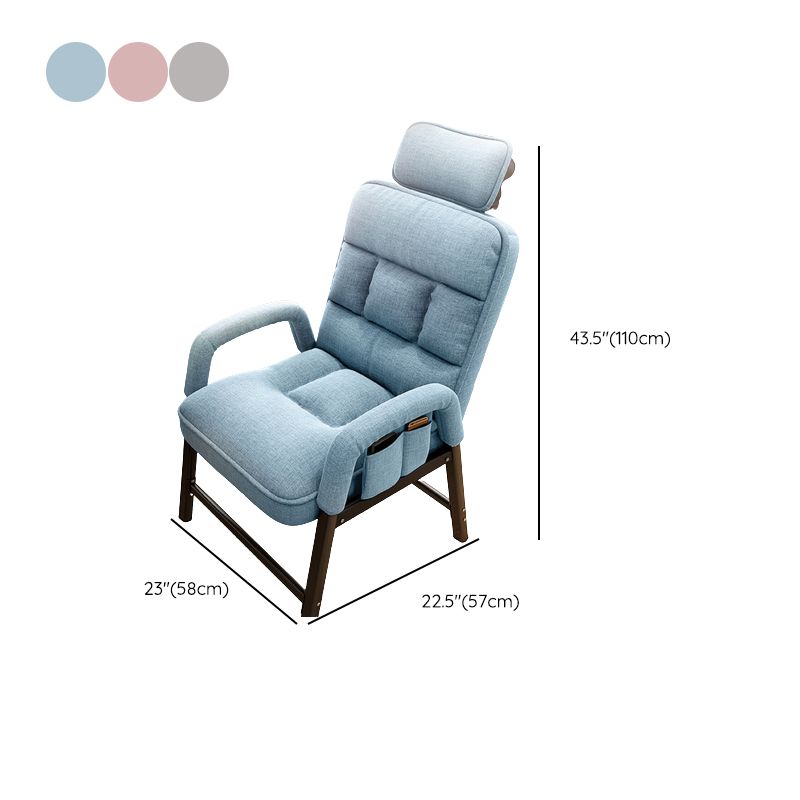 Metal Single Ergonimic Recliner with Pillow Adjustable Solid Color