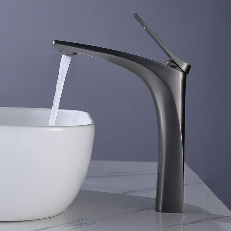 Modern Vessel Faucet Brass Lever Handles Low Arc with Water Hose Bathroom Vessel Faucet