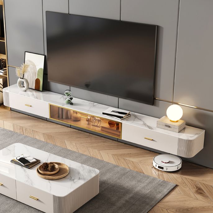 Contemporary TV Media Stand with Drawers Floating Media Console