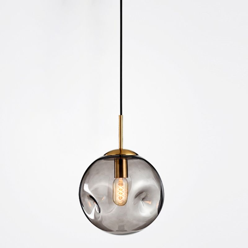 Contemporary Down Mini Pendant Glass Global Hanging Ceiling Light with 1 Light