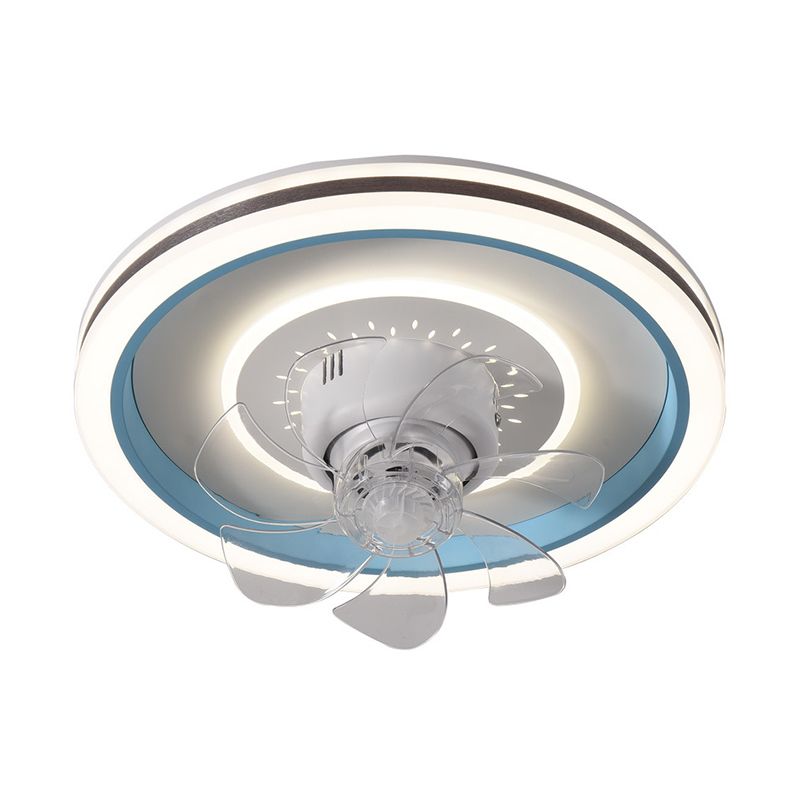 Nordic Style Round Fan Light Metal Colorful LED Flush Mount Light for Bedroom