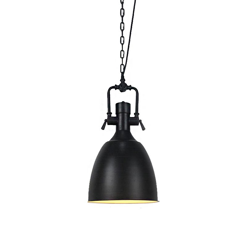 11"/14.5" Width Domed Metallic Ceiling Pendant Industrial 1 Head Coffee Shop Pendant Light Fixture in Black