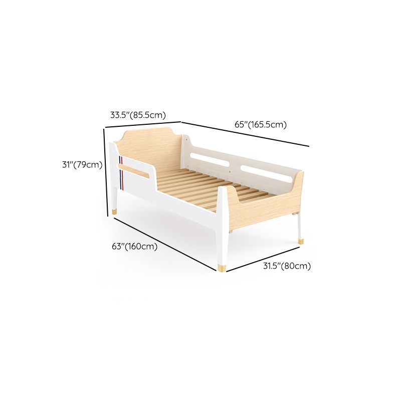 Solid Wood  Baby Crib Modern Light Wood Nursery Bed with Guardrails