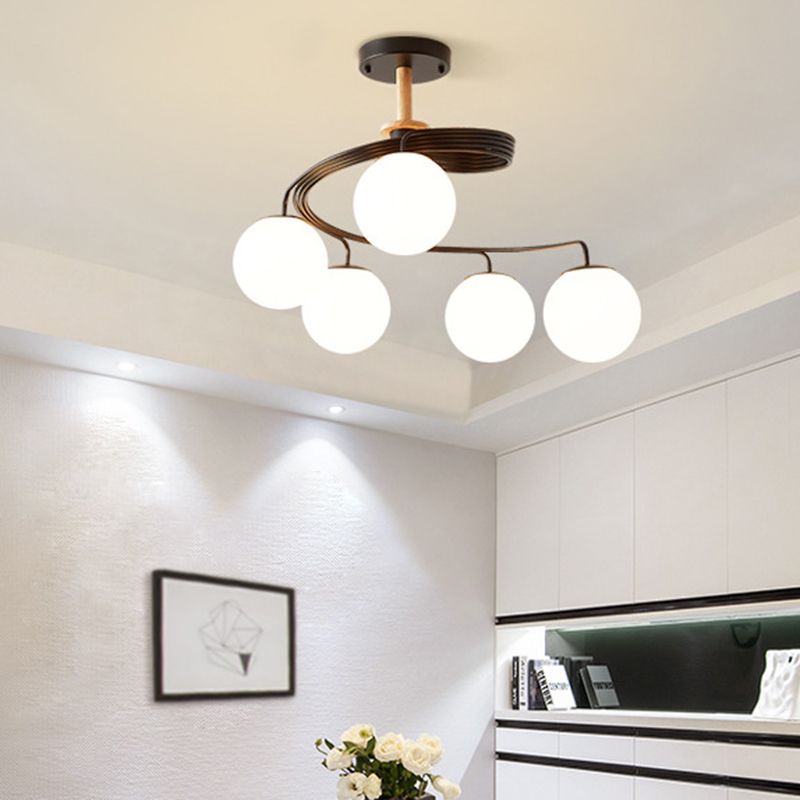 Globe Semi Flush Mount Leuchte ultra-intensive Milchglas Deckenleuchte für Wohnzimmer