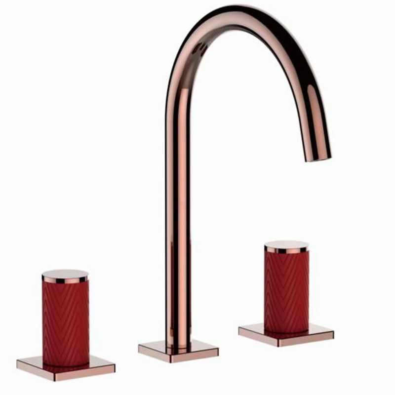 Luxury Vessel Sink Faucet Knob Handle 3 Holes Gooseneck Circular Vessel Faucet