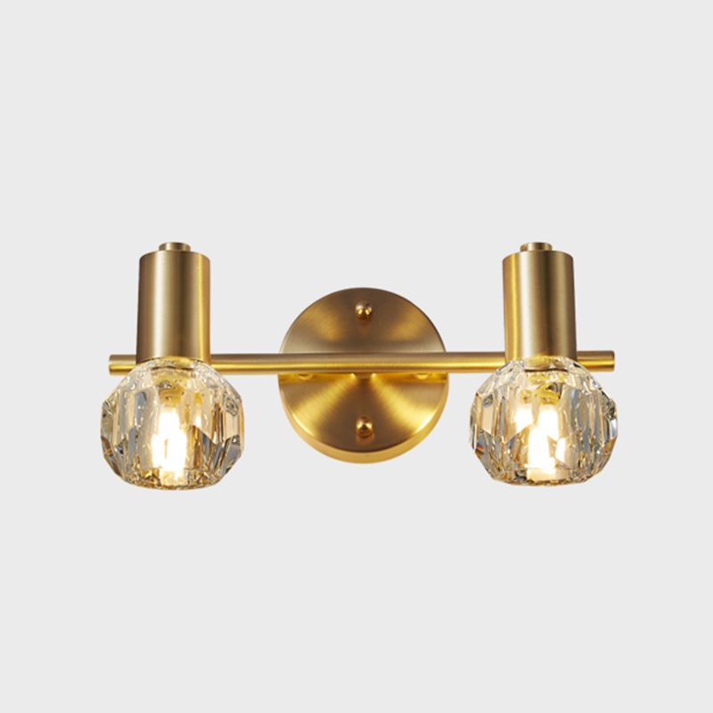 Crystal Round Wall Sconce Modern Multi Lights Mirror Wall Mount Light Fixture in Gold