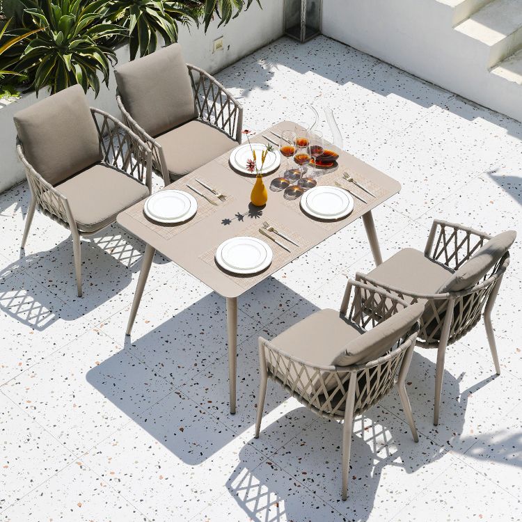 Contemporary Aluminum Frame Table Outdoor Rust Resistant Patio Table