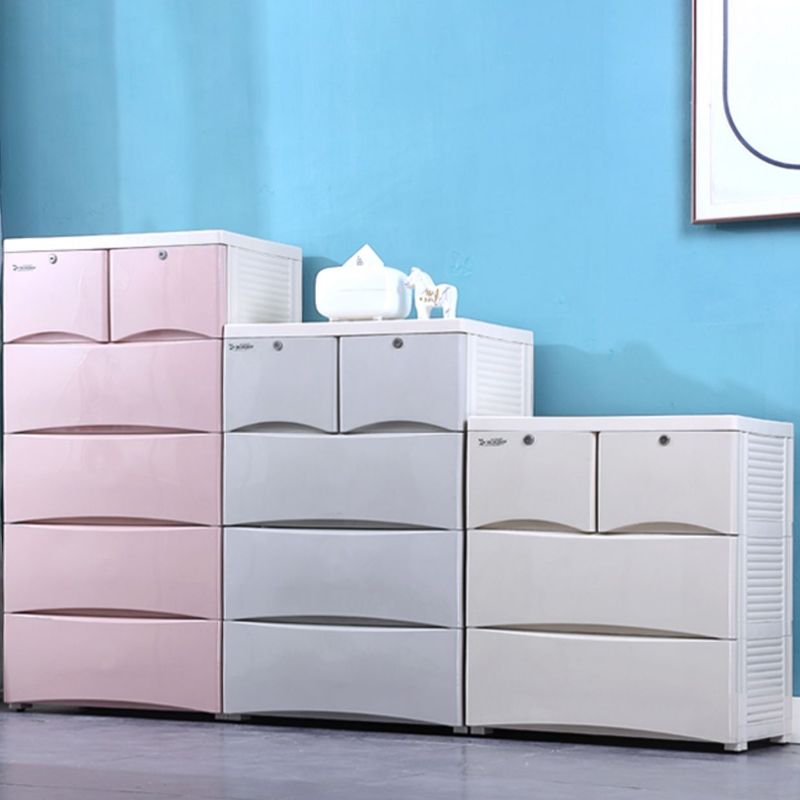 Modern Chest Kids Nightstand Plastic Nursery Dresser with 5/6 Drawers