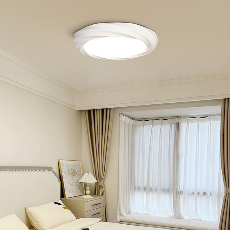 Nordic Style Round Flush Mount Ceiling Light Fixture with Resin for Bedroom