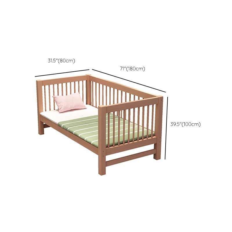 Solid Wood Washed Natural Nursery Bed Scandinavian with Guardrail