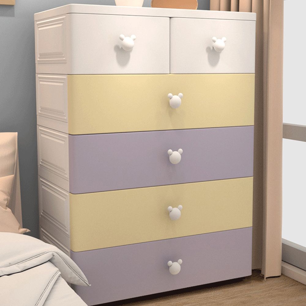 Modern Chest Kids Nightstand Plastic Nursery Dresser with 6 Drawers