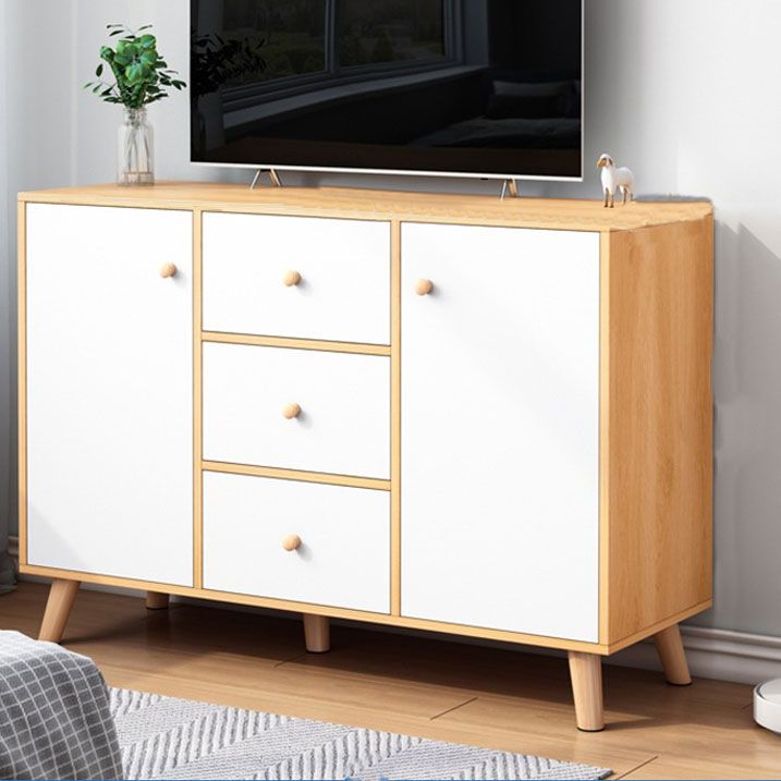 Contemporary TV Stand Console Wooden TV Stand with Drawers and Doors , 12" D X 31.5" H