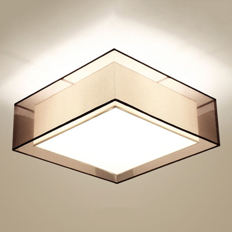 Minimalist Drum Flush Mount Lighting with Fabric 1 Light Flush Ceiling Lights