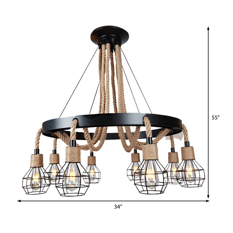 Globe Metall und Seilleuchter Licht rustikal 6/8 Licht