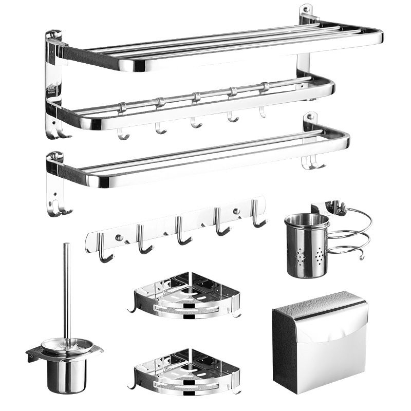 Polished Chrome Bath Hardware Set in Stainless Steel with Bath Shelf/Robe Hooks/Towel Bar