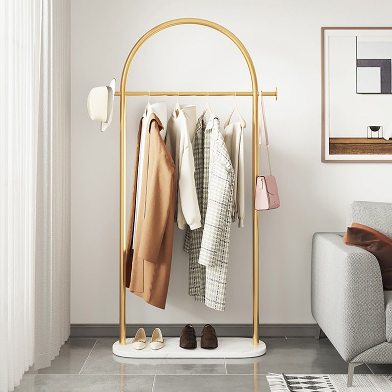 Modern Coat Rack Metal Framed Hanging Rail 2 Hooks Hall Stand