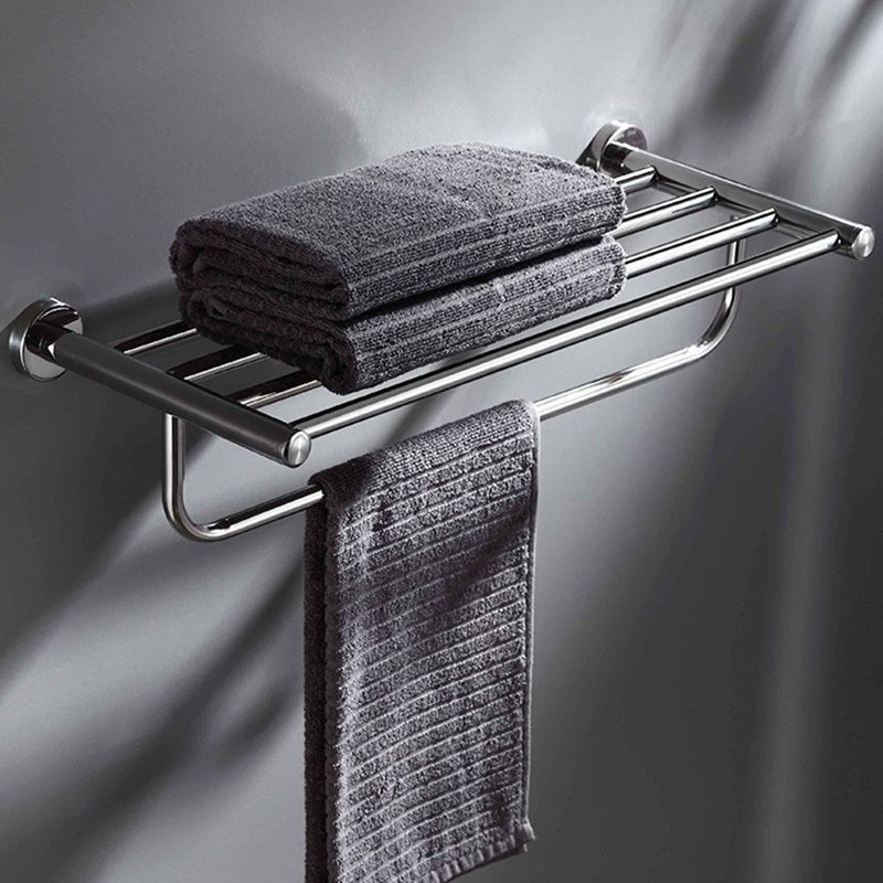 Polished Chrome 5-Piece Modern Bathroom Accessory Set with Bath Shelf